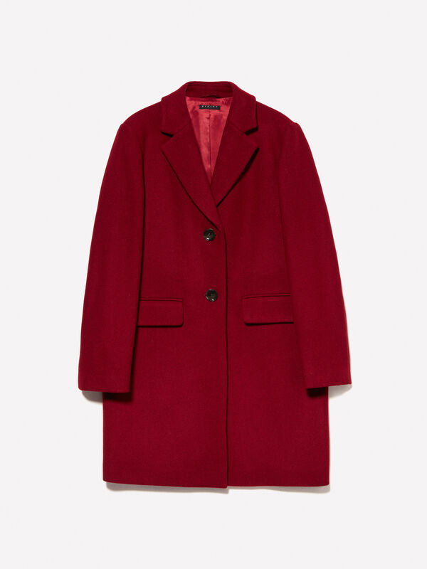 Burgundy single-breasted coat - women's coats | Sisley
