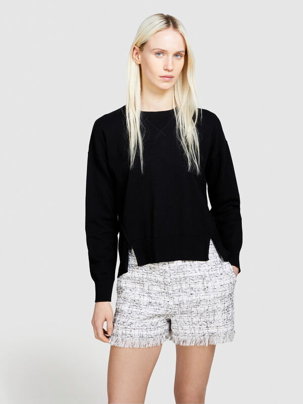 Sweater with slits - women's crew neck sweaters | Sisley