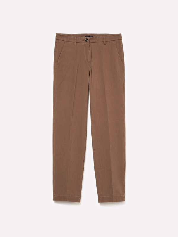 Brown cigarette chino trousers - women's chino trousers | Sisley