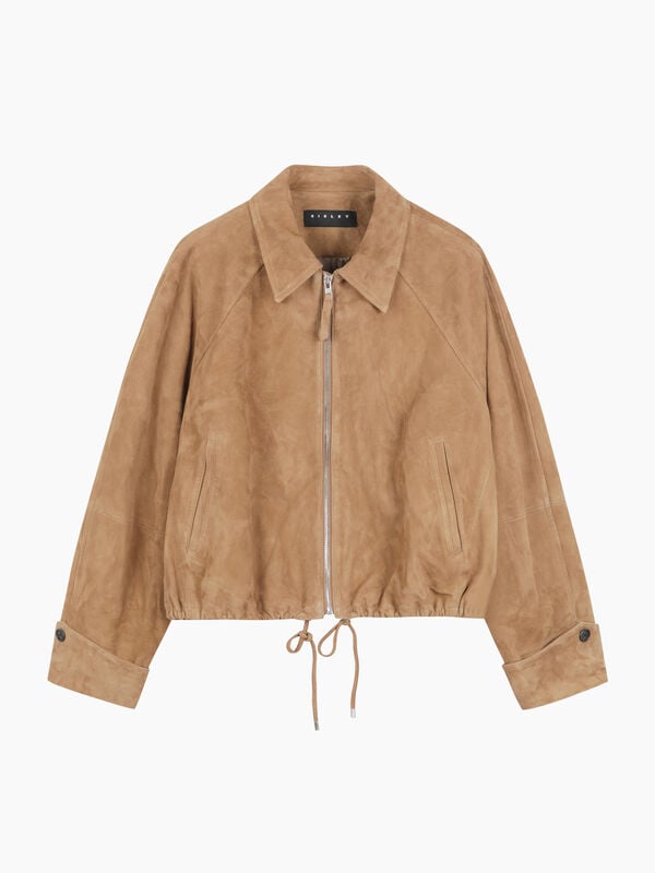 Goat Suede Jacket with Drawstring Hem - sisley k jackets and coats | Sisley K