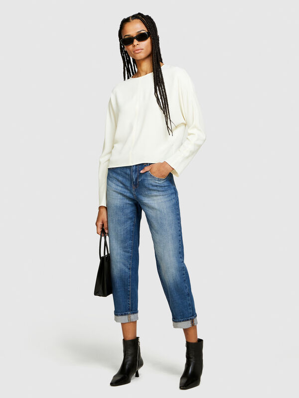 Regular fit Manhattan jeans with cuff - women's regular fit jeans | Sisley
