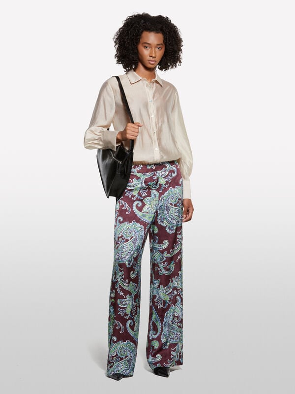 Relaxed fit paisley pattern trousers - women's palazzo trousers | Sisley