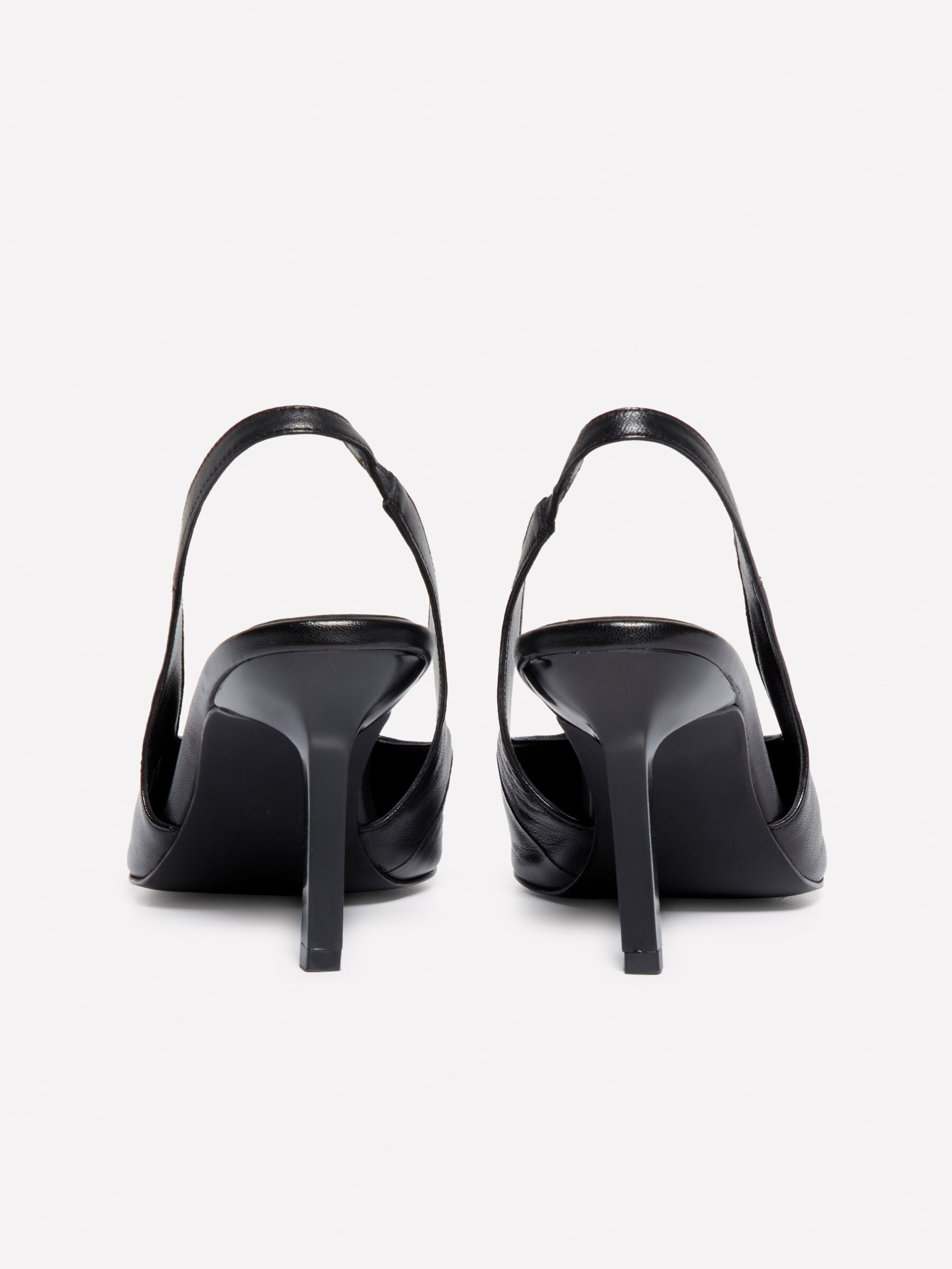 Black leather slingbacks cheap