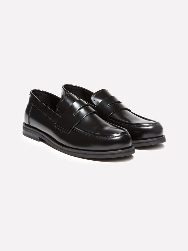 Black 100% leather moccasins - men's shoes | Sisley