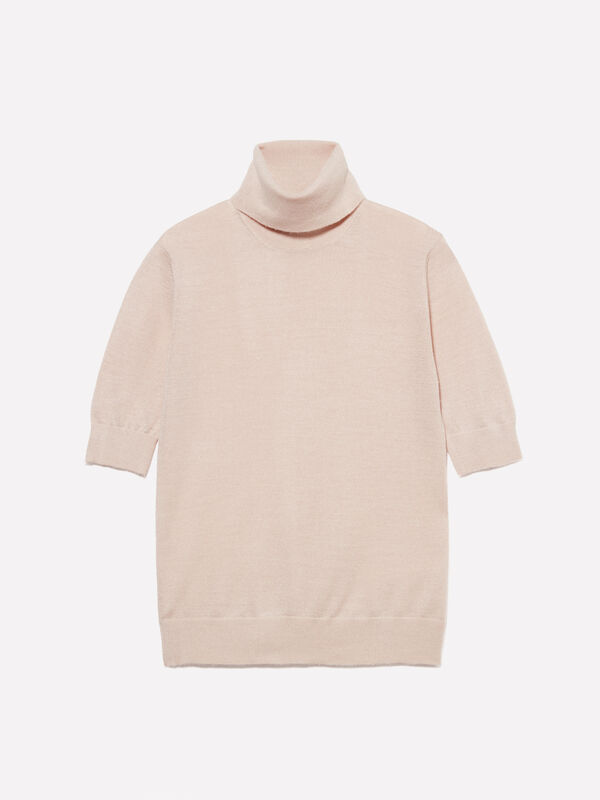 Beige short sleeve turtleneck - women's high neck sweaters | Sisley