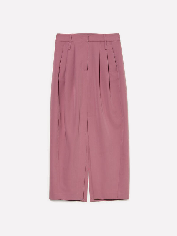 Mauve midi skirt with slit - women's midi skirts | Sisley