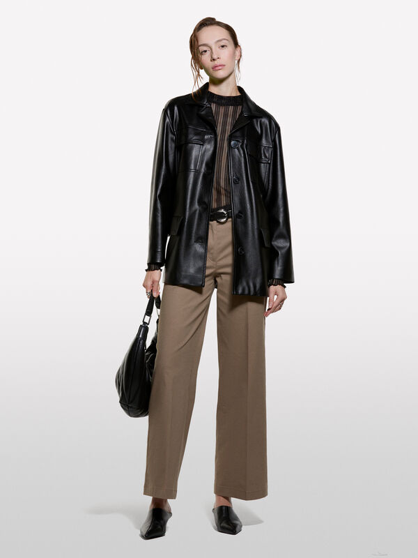 Brown wide fit trousers - women's palazzo trousers | Sisley