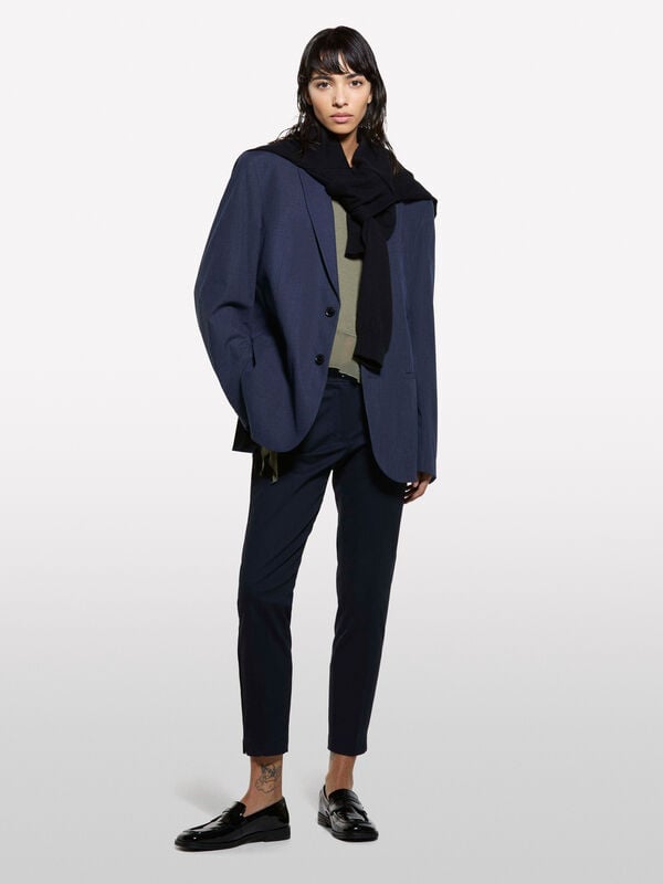 Dark blue slim fit chinos - women's chino trousers | Sisley