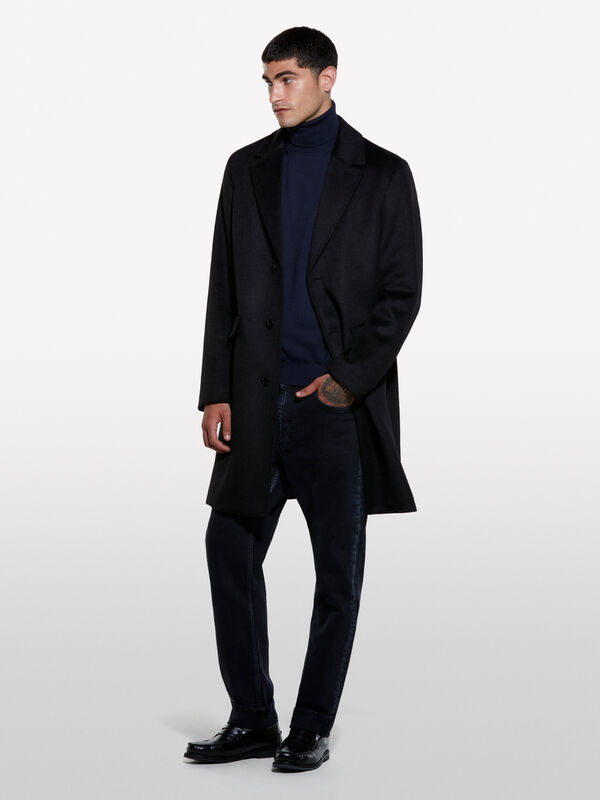 Black single-breasted coat - men's coats | Sisley