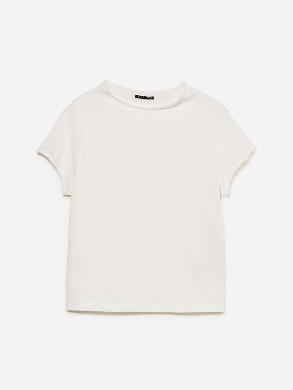 White t-shirt with halter neck - women's short sleeve t-shirts | Sisley