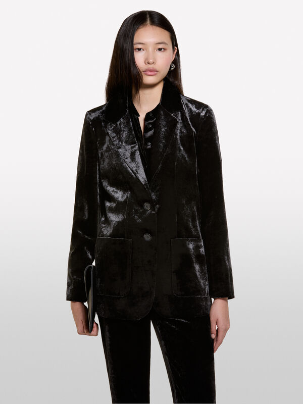 Black velvet blazer - women's blazers | Sisley