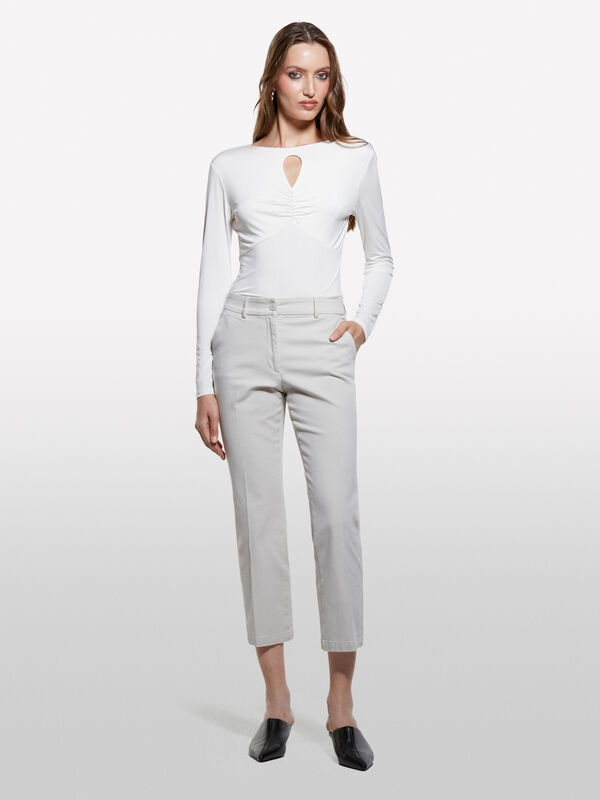 Beige flared fit trousers - women's flared trousers | Sisley