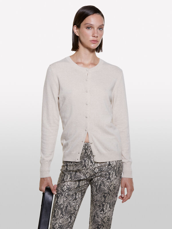 Beige knit cardigan - women's cardigans | Sisley