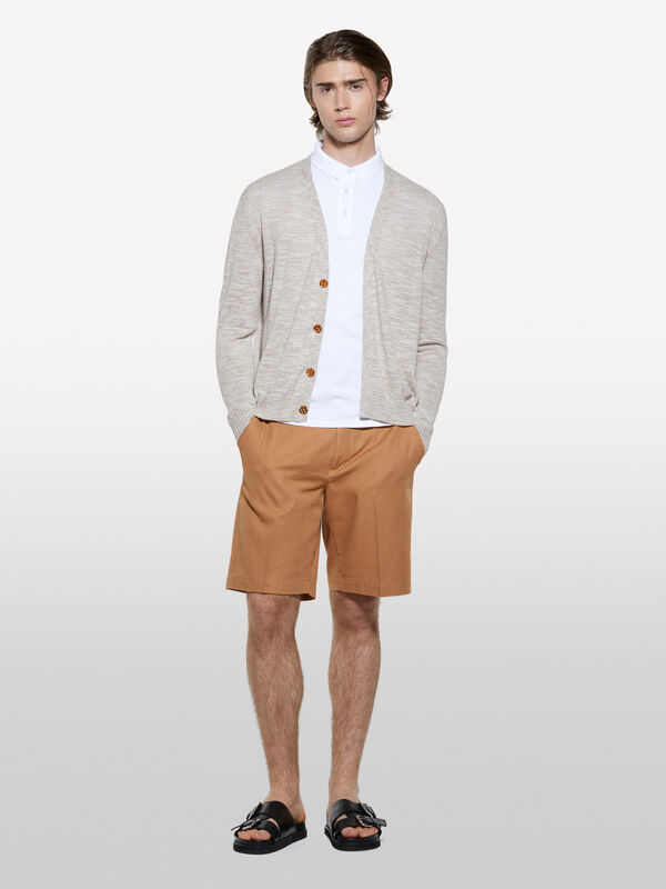 Cream white melange cardigan - men's cardigans | Sisley