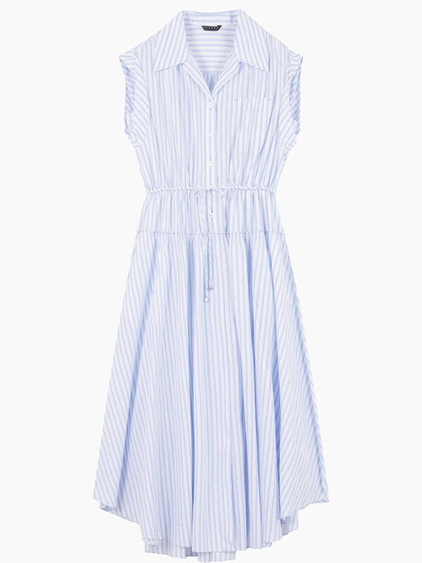 White sleeveless dress with stripes - sisley k midi dresses | Sisley K