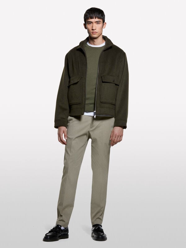 Dove gray slim comfort fit trousers - men's slim fit trousers | Sisley