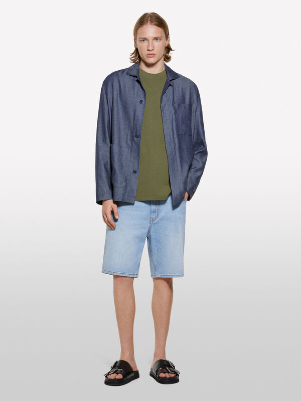 Light denim bermudas - men's jean shorts | Sisley
