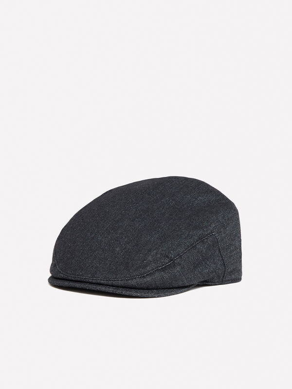 Black denim beret - men's hats | Sisley