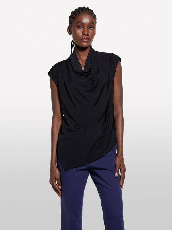 Black draped top - women's tops | Sisley