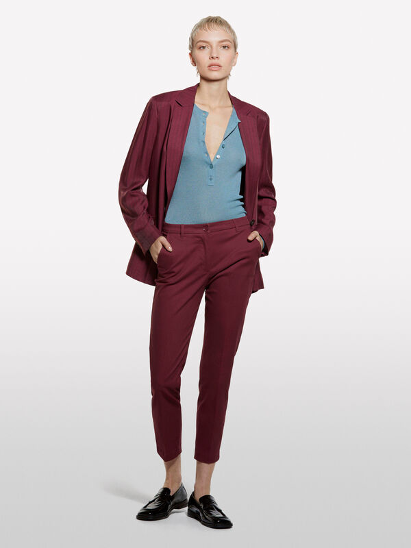 Powder blue Henley top - women's crew neck sweaters | Sisley