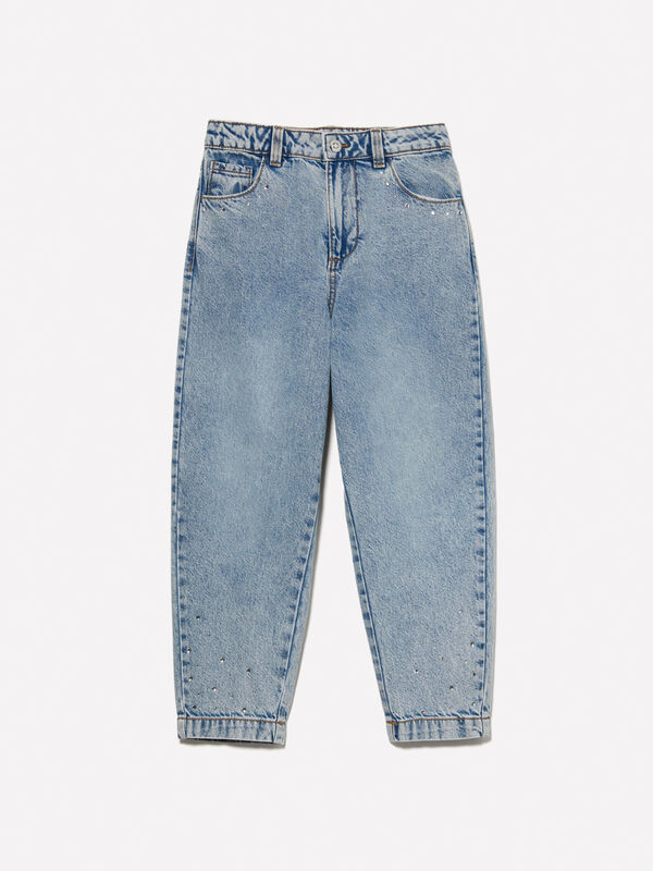 Baggy fit jeans with rhinestones - girls' jeans | Sisley Young