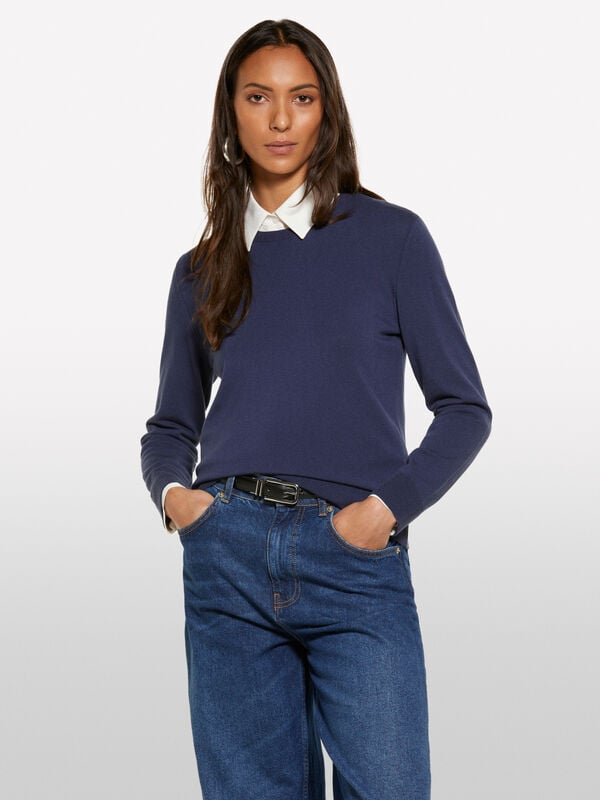 Dark blue crew neck sweater - women's crew neck sweaters | Sisley