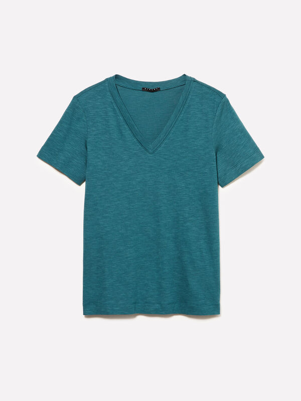 V-neck T-shirt - women's short sleeve t-shirts | Sisley