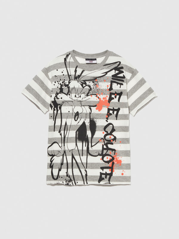 Striped t-shirt with ©Looney Tunes print - boys' short sleeve t-shirts | Sisley Young