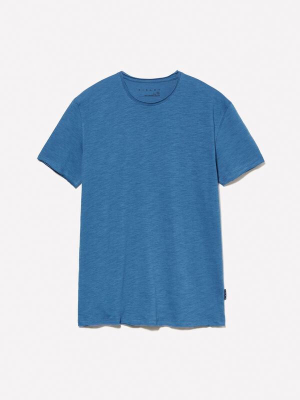 Blue raw cut t-shirt - men's short sleeve t-shirts | Sisley