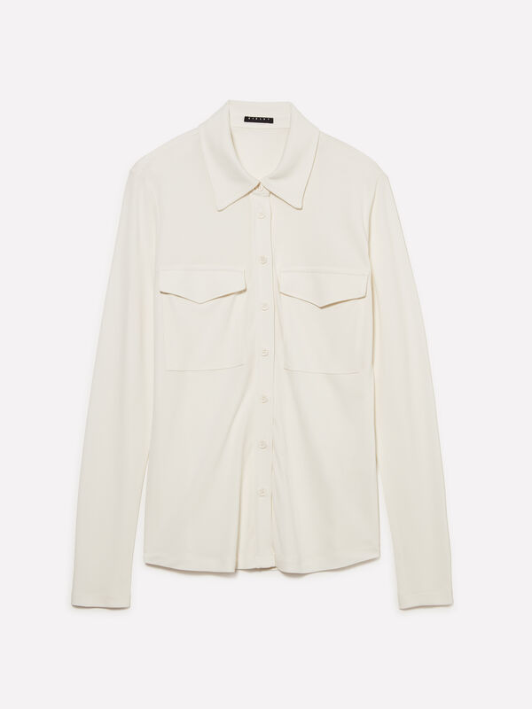 Cream white shirt with pockets - women's shirts | Sisley
