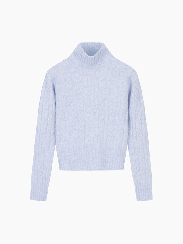 High-neck cable knit sweater - High neck sweaters | Sisley K