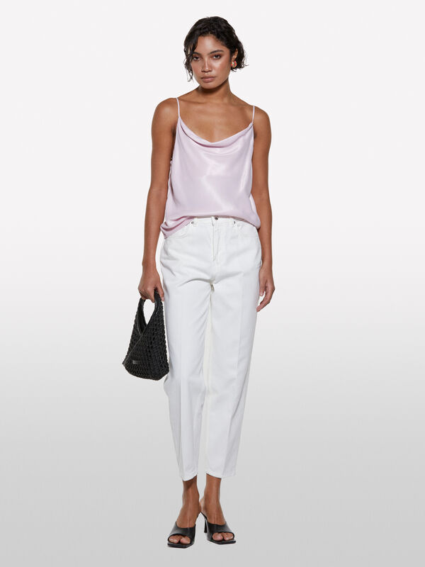 Pink satin top  - women's tops | Sisley