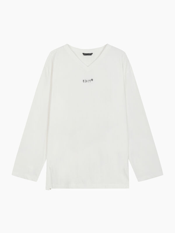 T-shirt with lettering print - sisley k long sleeve t-shirt | Sisley K