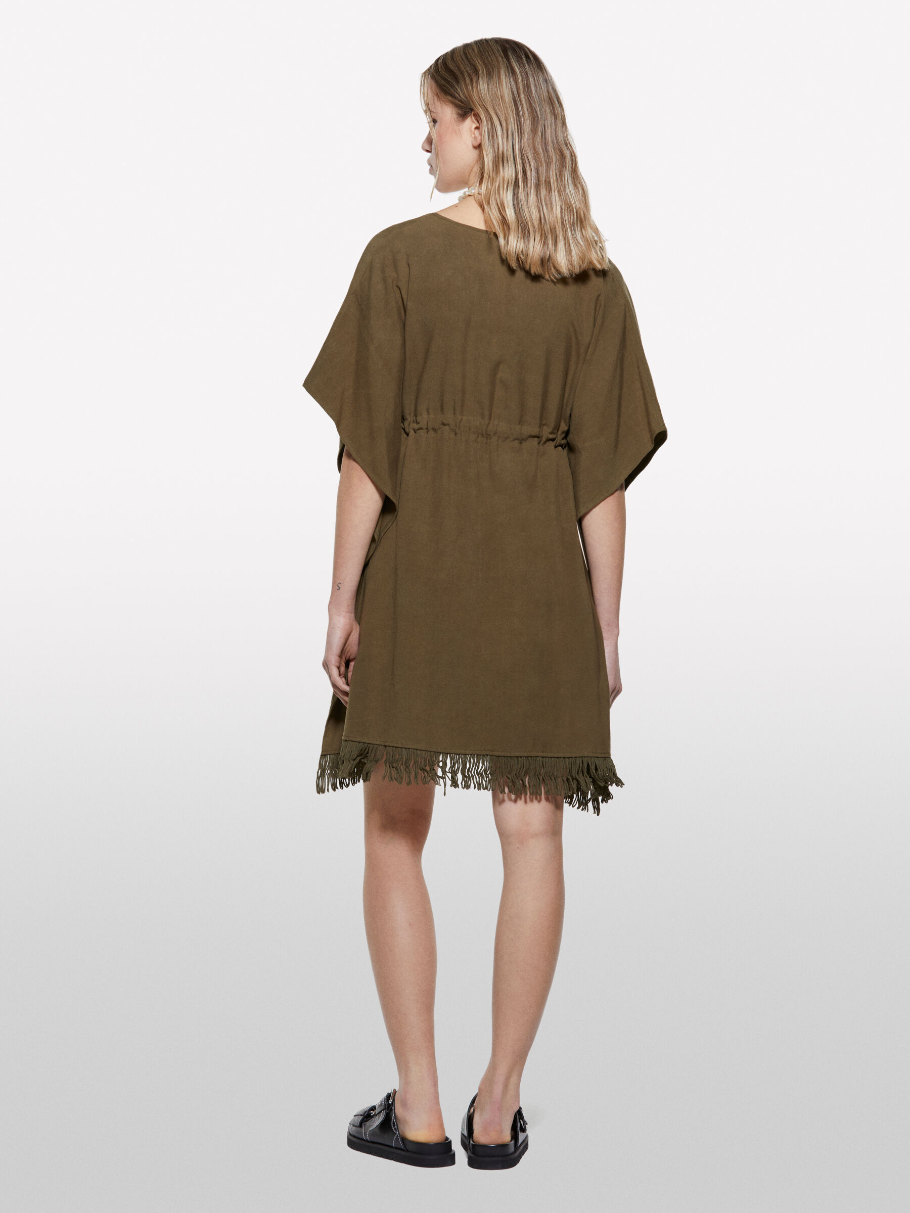 Military green cropped kaftan, Military Green - Sisley