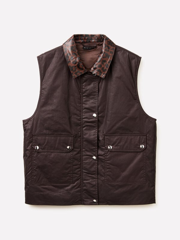 Vest with animalier collar - women's vests and sleeveless jackets | Sisley