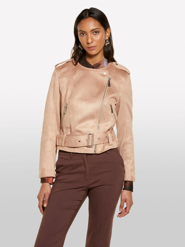 Pink boxy fit biker jacket - women's jackets | Sisley