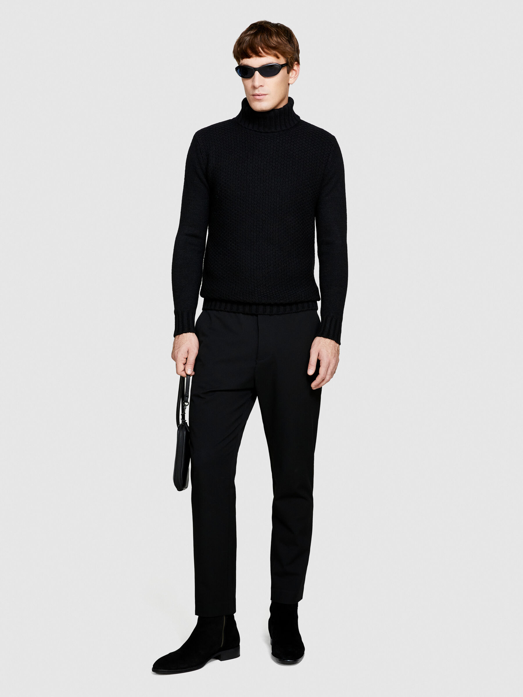 Knit sweater with high neck Black Sisley