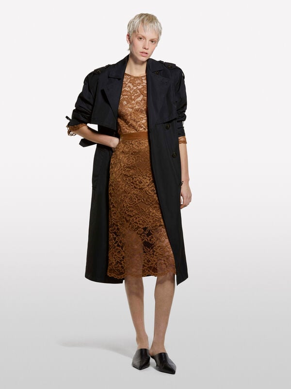 Light brown lace skirt - women's midi skirts | Sisley