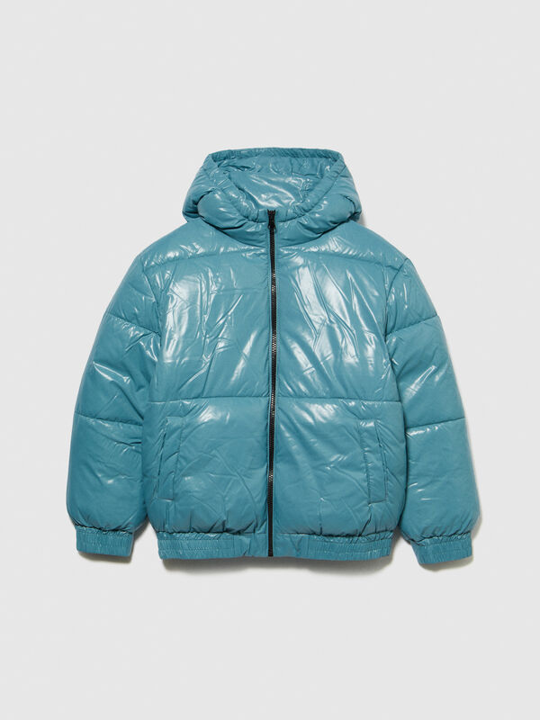 Padded jacket with embossed print