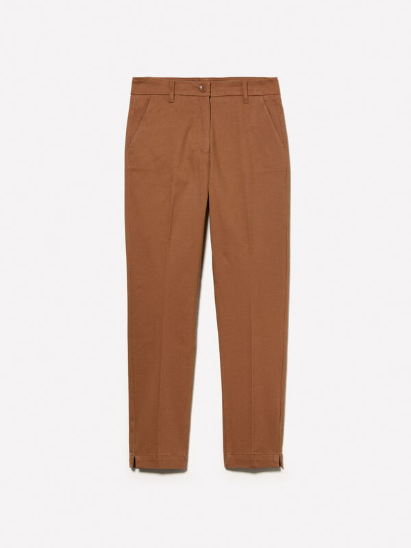 Camel slim fit cotton chinos - women's slim fit trousers | Sisley