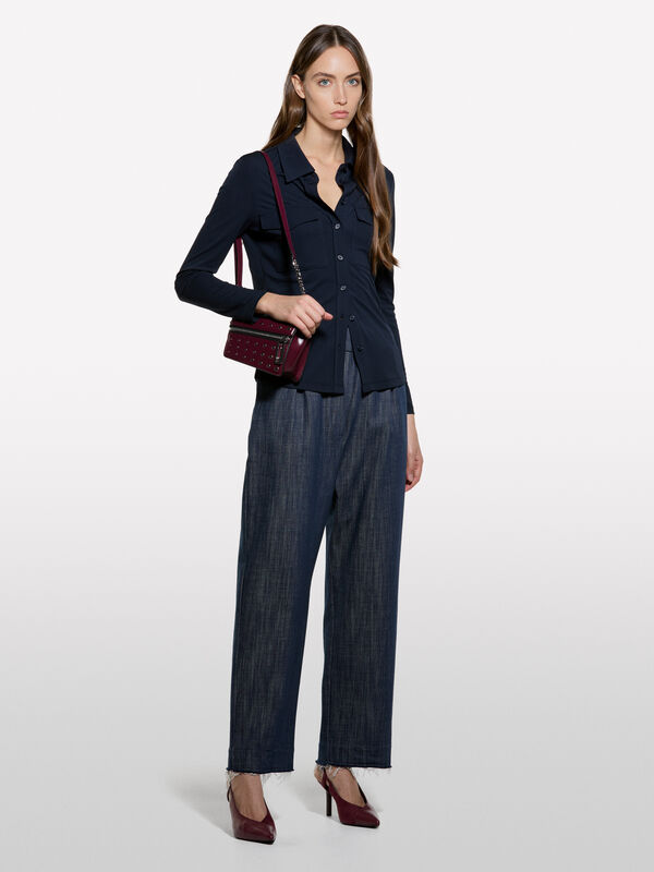 Dark blue shirt with pockets - women's shirts | Sisley