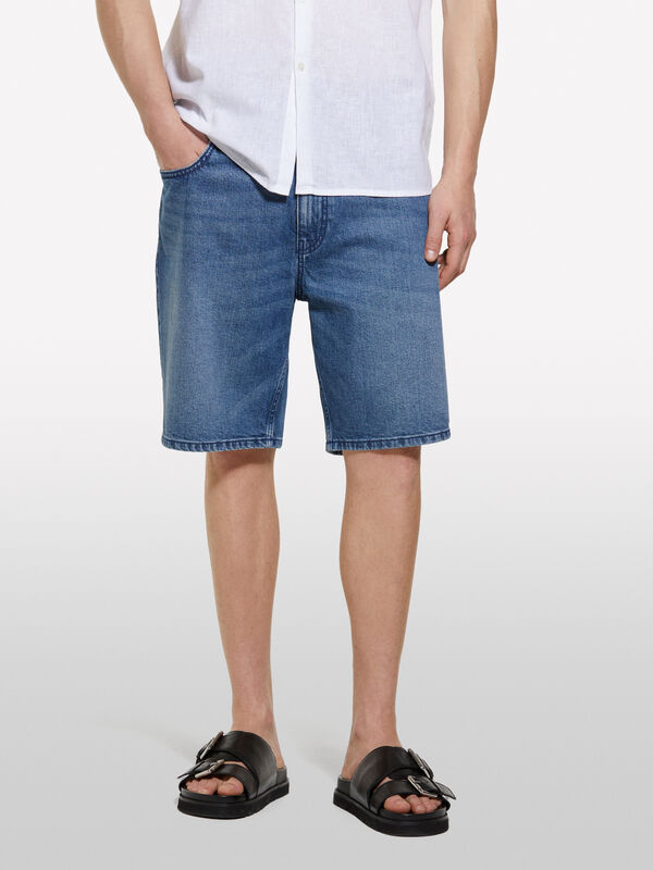 Dark denim bermudas - men's jean shorts | Sisley