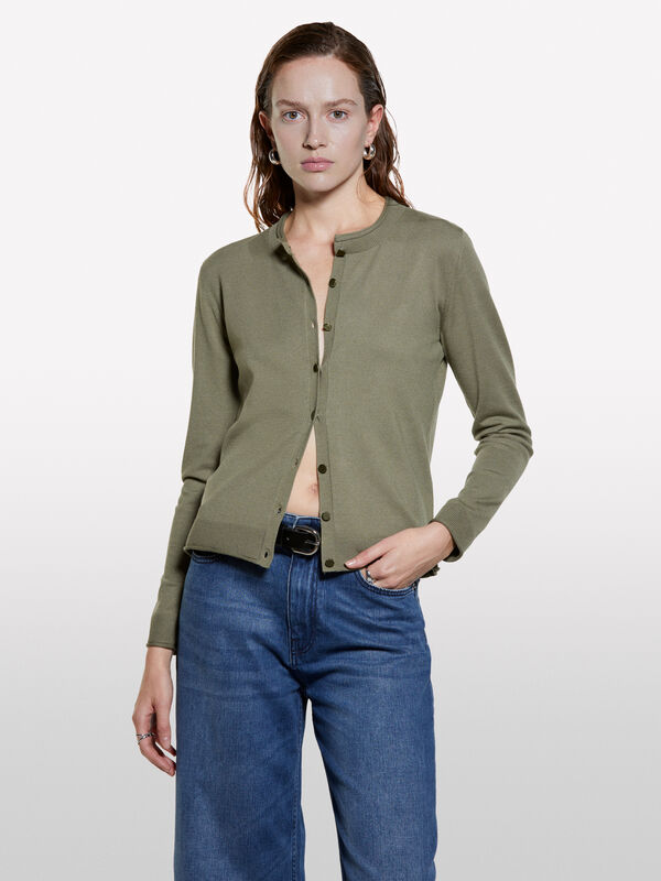 Military green regular fit cardigan - women's cardigans | Sisley