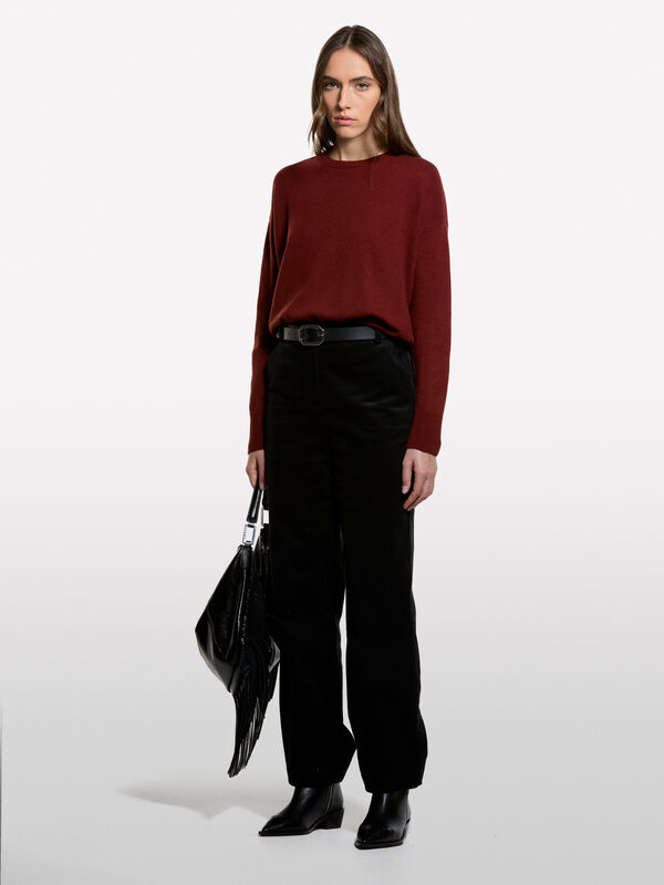 Sweater in wool blend with boat neck - women's boat neck sweaters | Sisley