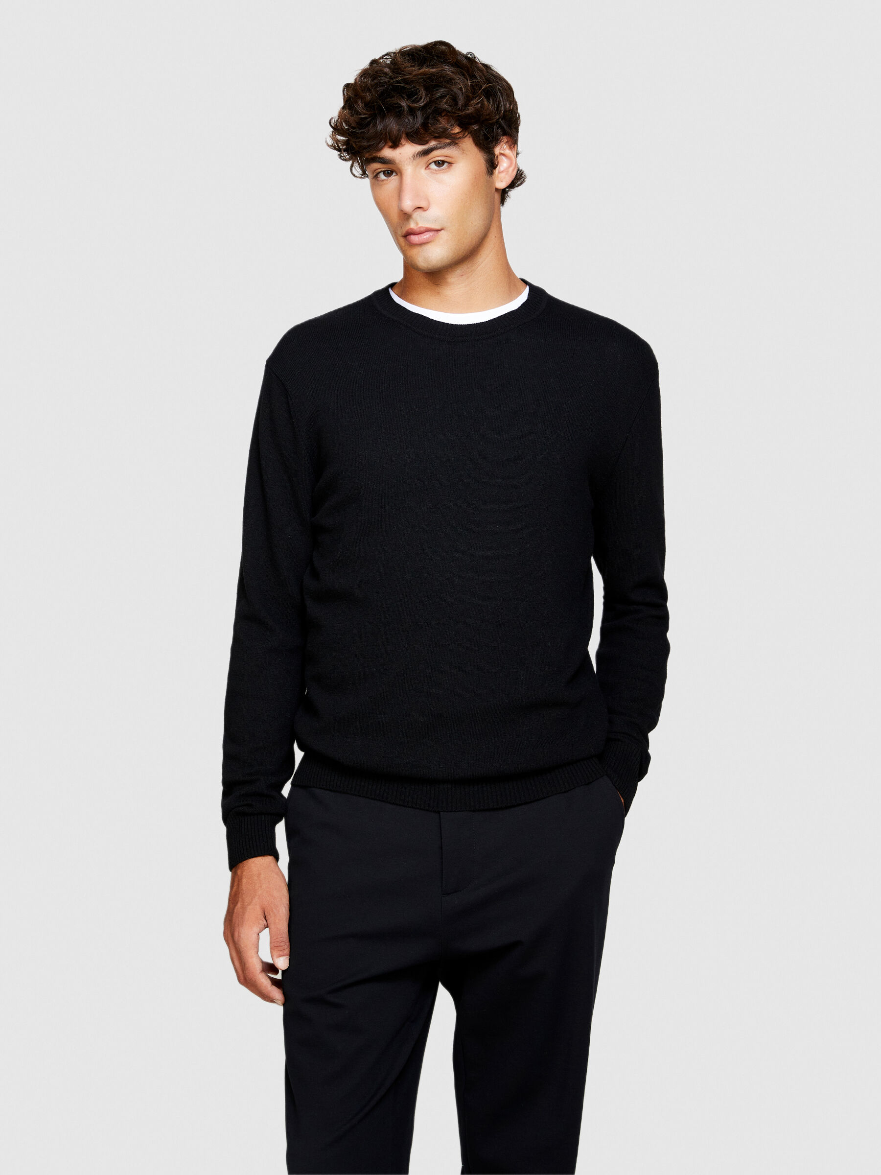 Crew neck sweater Black Sisley
