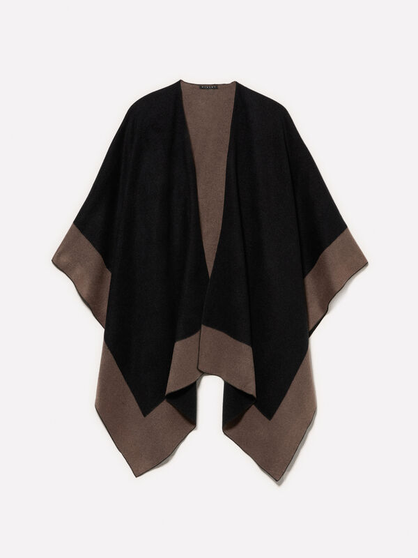 Black cape with contrast - women's cloaks, ponchos and capes | Sisley
