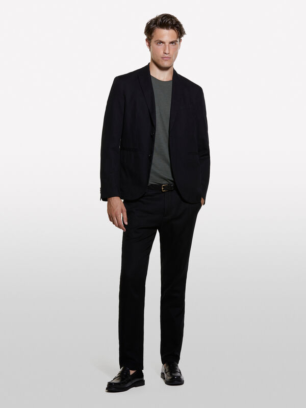 Black slim comfort fit tailored blazer - men's blazers | Sisley