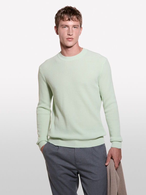 Light green crew neck sweater  - men's crew neck sweaters | Sisley