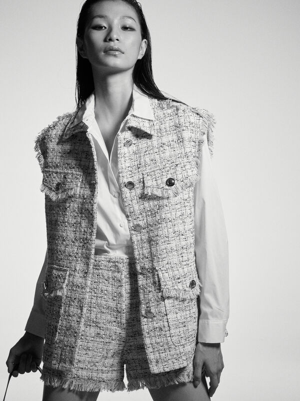 Bouclé vest - women's vests and sleeveless jackets | Sisley