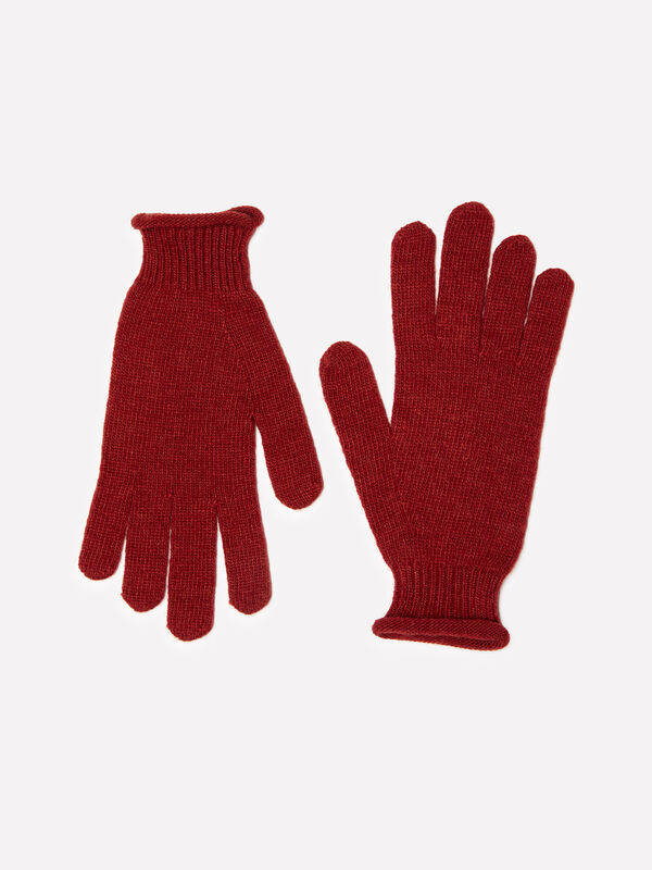 Brick red gloves in cashmere blend - women's gloves | Sisley